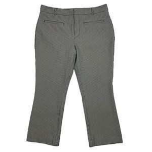Anthropologie Maeve Essential Slim Kick Flare Pant 14 Black Houndstooth Cropped